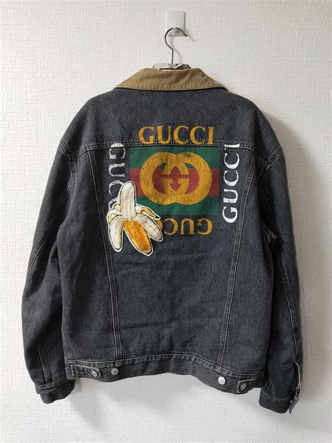 gucci denim jacket black banana on back|Gucci denim jackets.